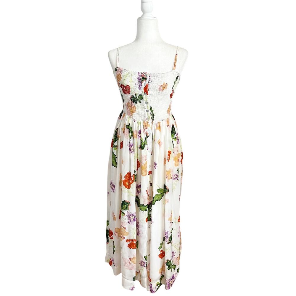 Verandah Smocked Floral Midi Dress XS NEW - Picture 2 of 10